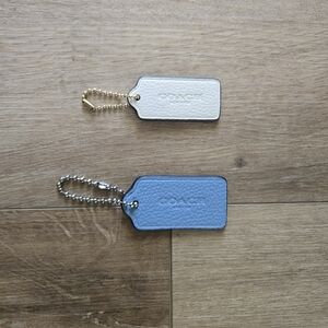 Coach Cream and Blue Leather Keychain Set